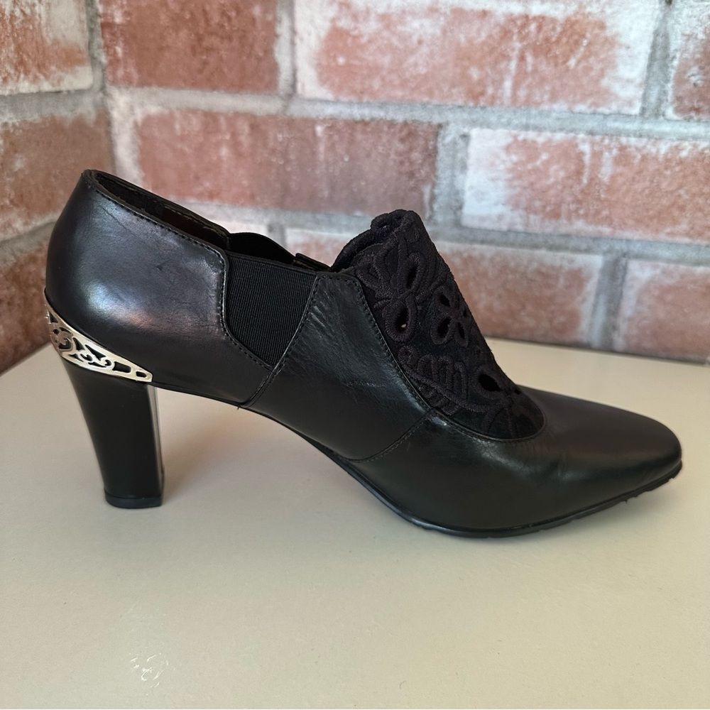 Brighton Rand Booties Heels Metal Witchy Vintage Women’s 6.5 Black Dark Academia - Picture 3 of 9